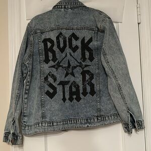 Rock Star Denim Jean Jacket - Black and Gray